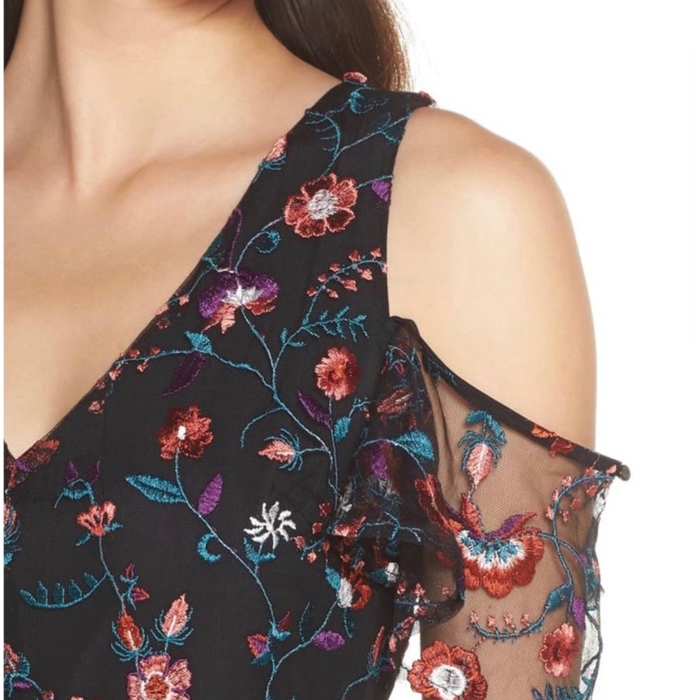 Sam Edelman embroidered cold shoulder floral dress size 12 - Picture 3 of 4